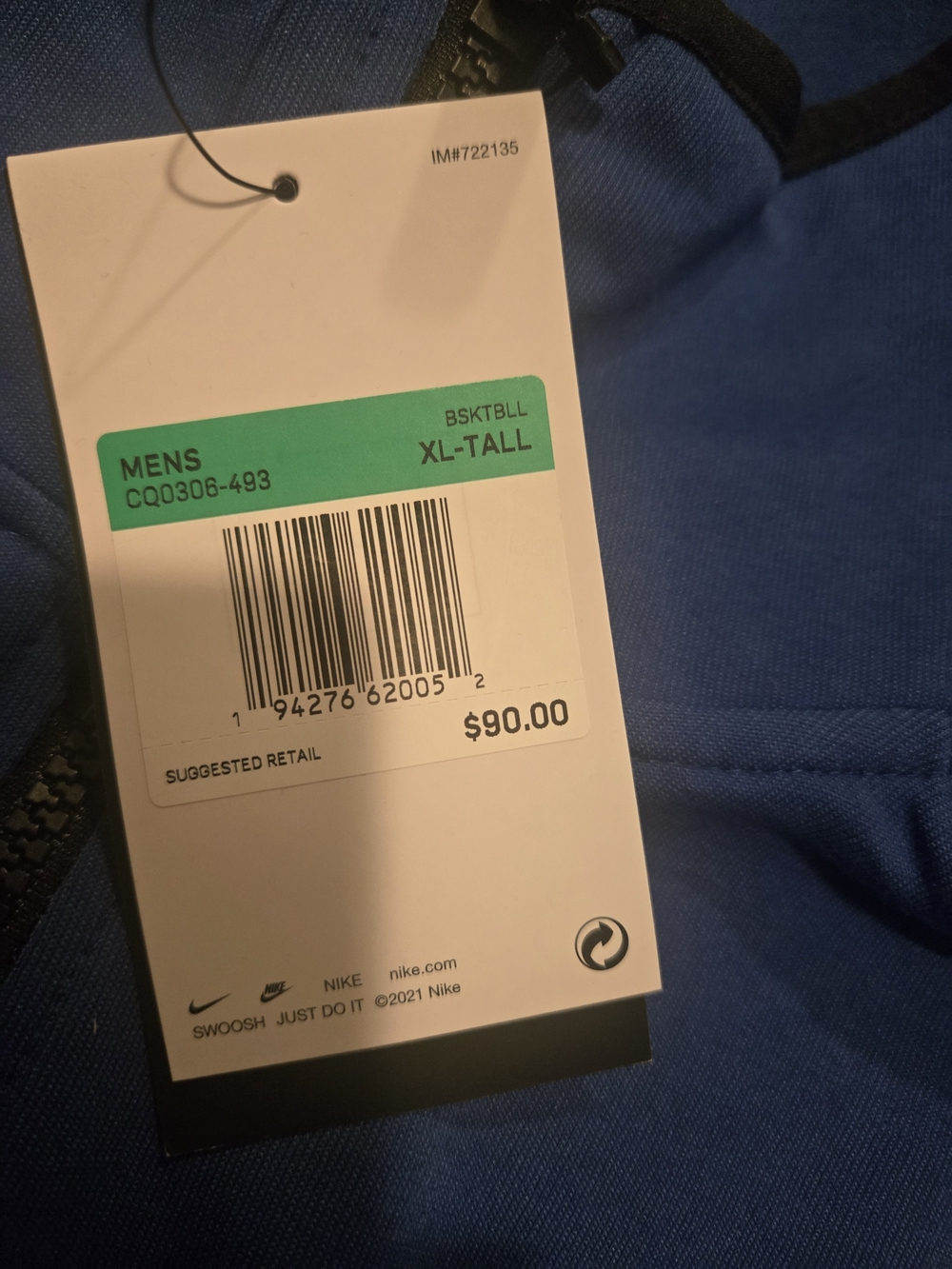 Nike NWT Dri Fit Showtime Basketball Hoodie Jacket Blue Black XL Tall - Picture 3 of 4